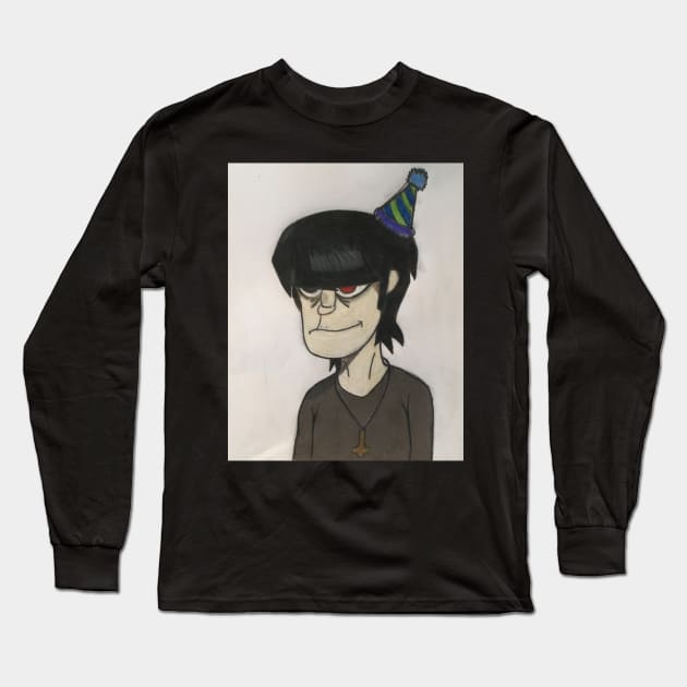 Murdoc in a party hat Long Sleeve T-Shirt by PuddinGal4302